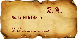 Radu Miklós névjegykártya